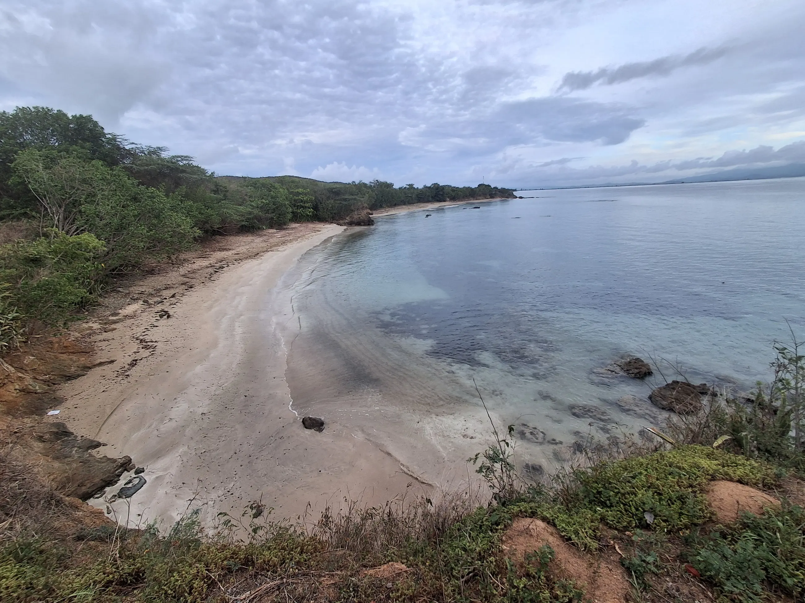 The north coast of Vieques at first light, the shoreline running out toward open water